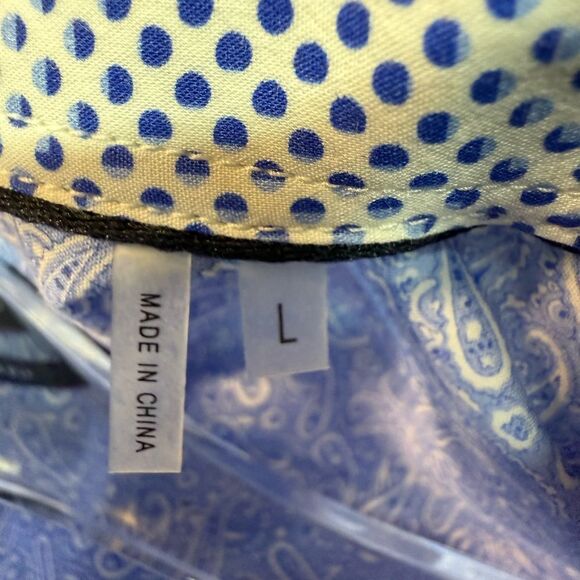 Bugatchi Blue and White Geometric Dress Shirt - Picture 8 of 8